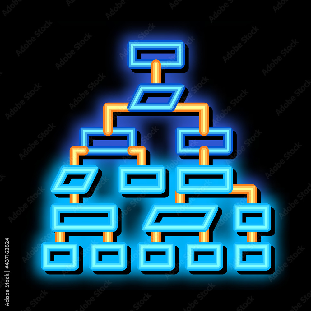 Poster structure computer system neon light sign vector. glowing bright icon transparent symbol illustratio