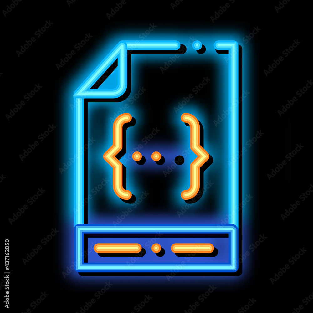 Poster coding file document system neon light sign vector. glowing bright icon transparent symbol illustrat