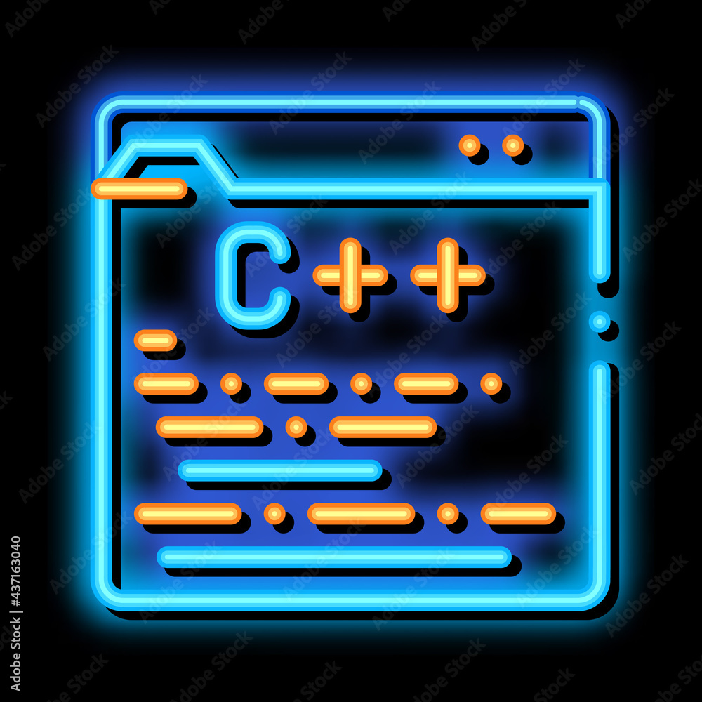 Poster coding development language neon light sign vector. glowing bright icon transparent symbol illustrat