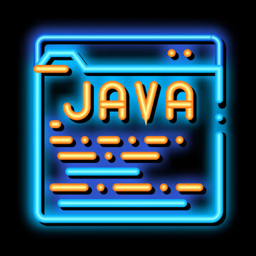 Coding Language Java System neon light sign vector. Glowing bright icon transparent symbol illustration