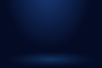 Abstract background. The studio space is empty. With a smooth and dark blue color.