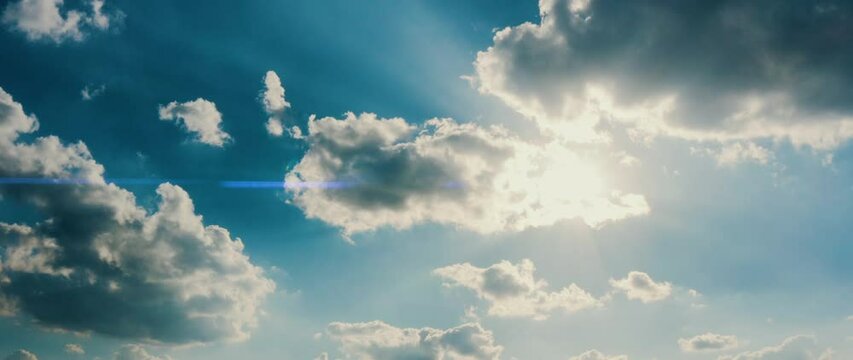 beautiful sky with clouds and sun flare at S&atilde;o Paulo, Brasil - 4K anamorphic