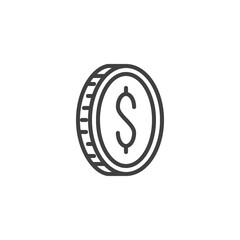 Dollar coin line icon