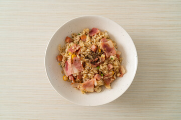 fried rice with bacon ham and black peppers