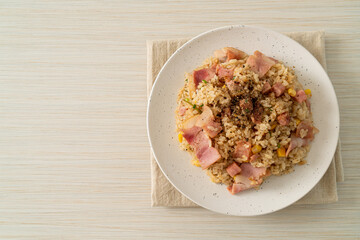 fried rice with bacon ham and black peppers