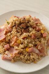 fried rice with bacon ham and black peppers