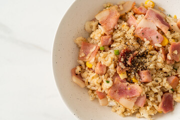 fried rice with bacon ham and black peppers