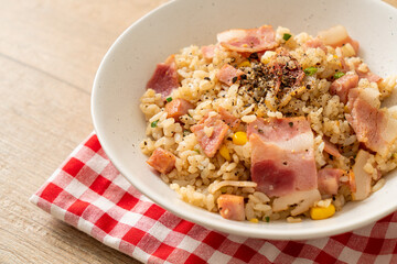 fried rice with bacon ham and black peppers