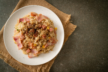 fried rice with bacon ham and black peppers
