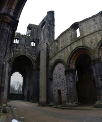 A rainy day at Kirkstall Abbey, Leeds, UK - April 2018