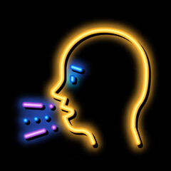 Character Man Sneezing Coughing neon light sign vector. Glowing bright icon transparent symbol illustration
