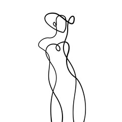 Woman One Line Drawing. Female Figure Continuous Line Art Drawing. Elegant Woman Silhouette. Abstract Poster, Minimalist Sketch Female Silhouette. Vector EPS 10