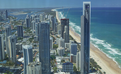 Australian goldcoast beach skyline aerial 