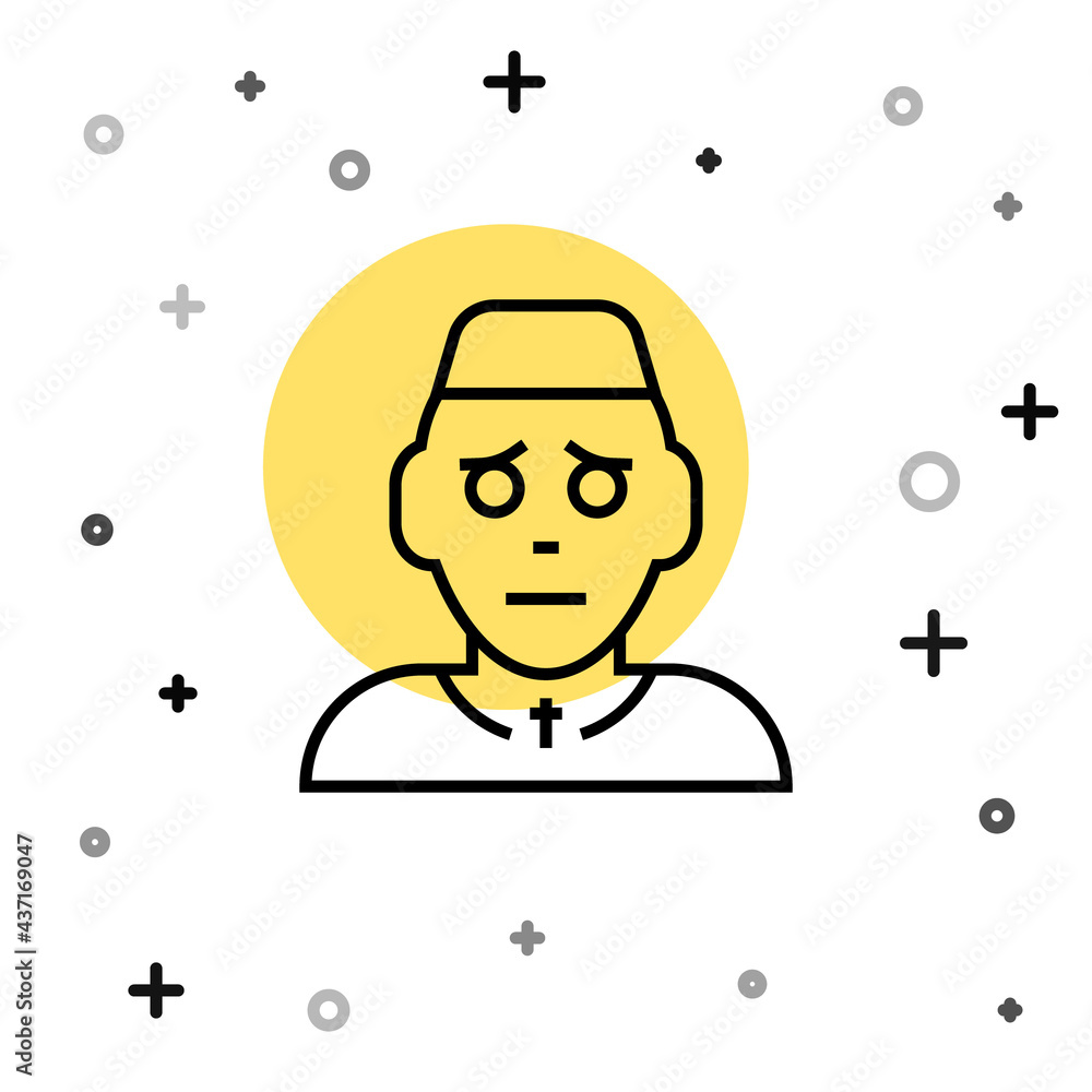 Aufkleber black line priest icon isolated on white background. random dynamic shapes. vector