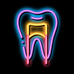 Dental X-ray Image Stomatology neon light sign vector. Glowing bright icon transparent symbol illustration