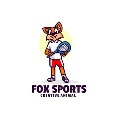 Vector Logo Illustration Fox Sports Mascot Cartoon Style.
