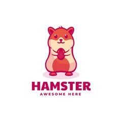 Vector Logo Illustration Hamster Mascot Cartoon Style.