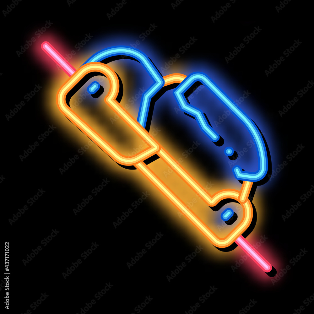 Poster alpinism rope movement mechanism tool neon light sign vector. glowing bright icon transparent symbol