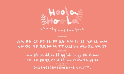 Cute Alphabet Set , Hoola Font, Letter and Numbers Vector Illustration.