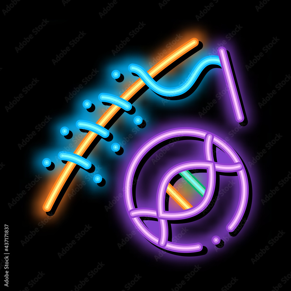 Canvas Prints Surgery Medical Stitches Biomaterial neon light sign vector. Glowing bright icon transparent symbol illustration