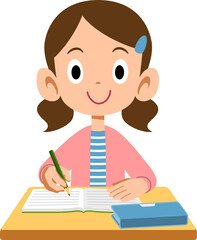 授業を受ける小学生の女の子
