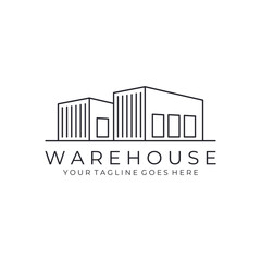 warehouse minimalist line art outline logo vector icon illustration