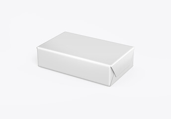 Soap and butter block wrap box mockup on isolated white background, packaging product package for design presentation, 3d illustration