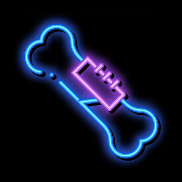 Treatment Broken Bone Orthopedic Bandage neon light sign vector. Glowing bright icon transparent symbol illustration