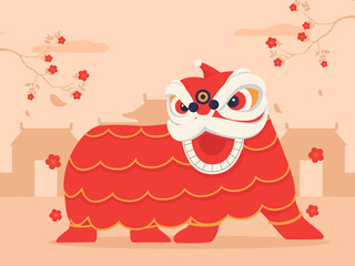 Illustration of A Lion Dance to celebrate Chinese New Year