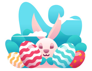 Illustration of A Rabbit on an Egg to celebrate Easter