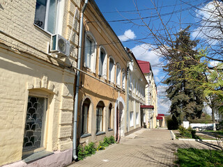 Historical buildings on Lenin Square in Borovsk. Russia, Kaluga region