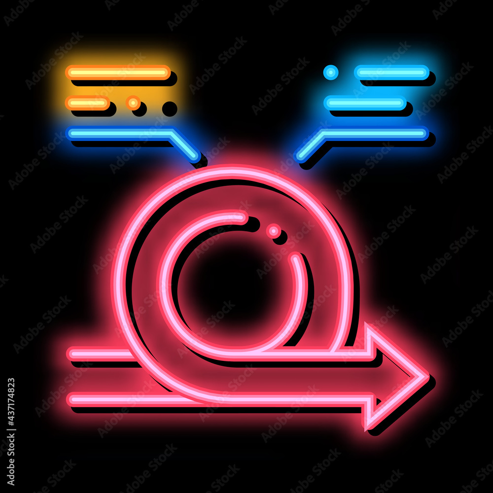 Poster round agile arrow mark with comments neon light sign vector. glowing bright icon transparent symbol 