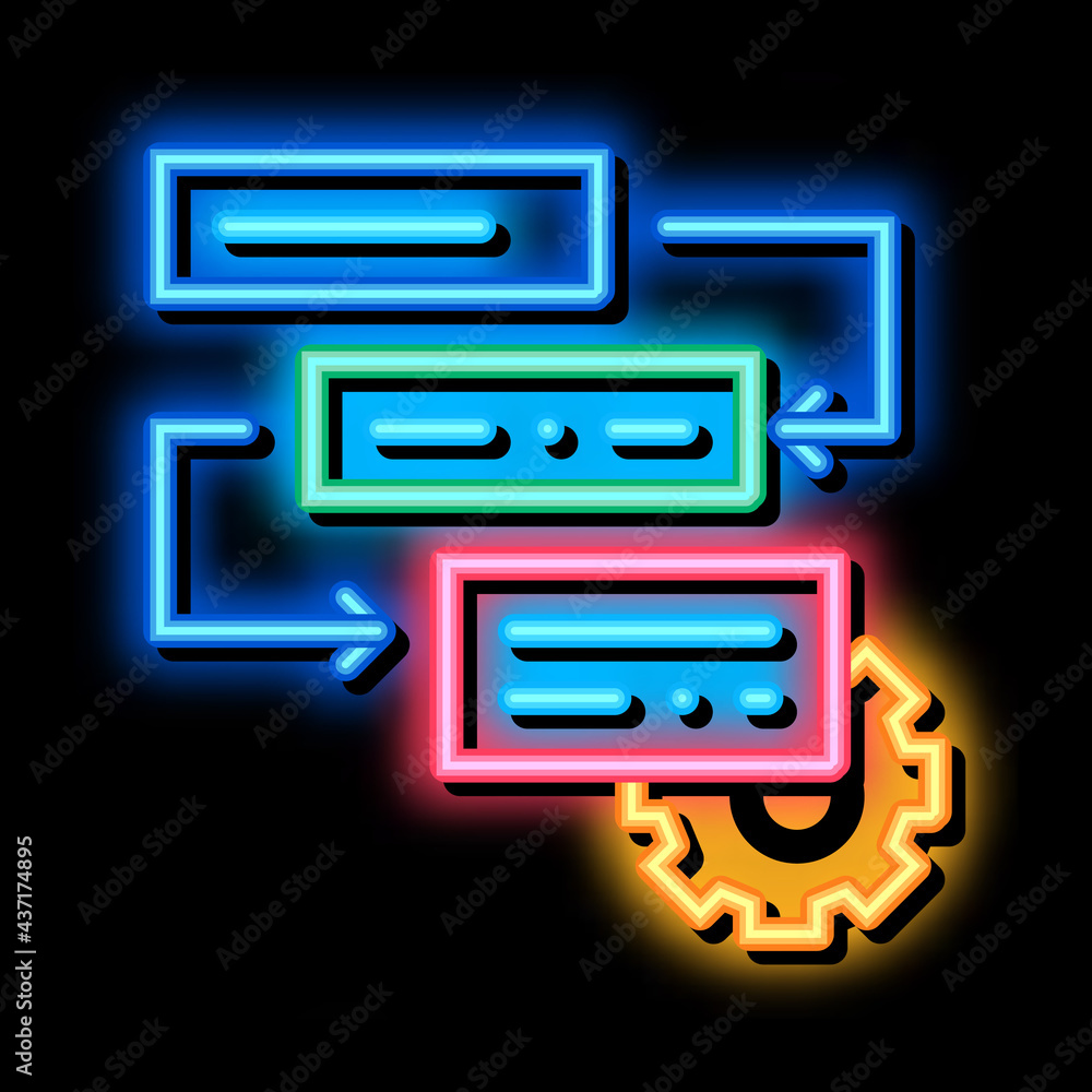 Poster gear algorythm system agile element neon light sign vector. glowing bright icon transparent symbol i