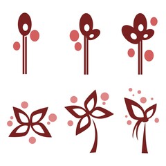 red flowers spirit set. vector art design