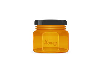 Glass mason jar of honey in modern flat vector illustration