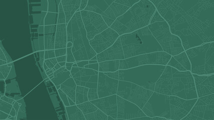 Green Liverpool city area vector background map, streets and water cartography illustration.