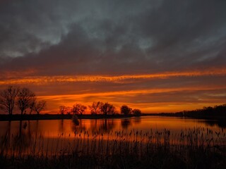 sunset over the river