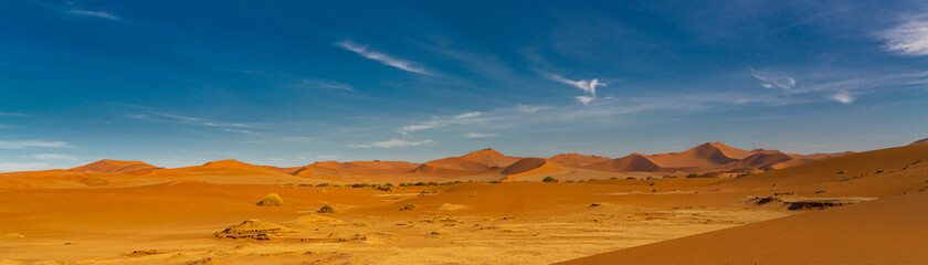 Fototapeta na wymiar Panorama landscape with large beautiful sand dunes at Sossusvlei