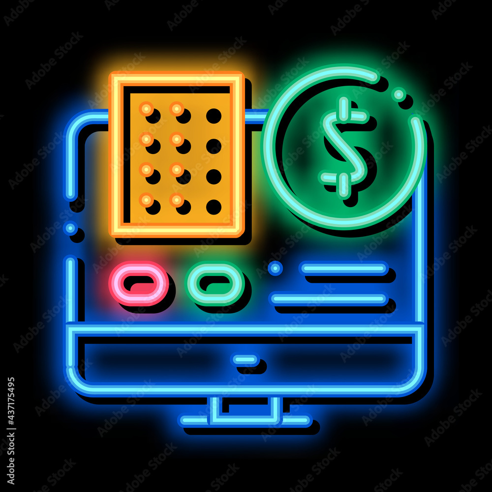 Canvas Prints Data Processor Computer Betting And Gambling neon light sign vector. Glowing bright icon sign. transparent symbol illustration