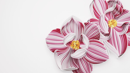 Paper art of quilling paper pink magnolia flower, hand made and digital craft concept