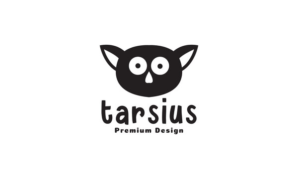 line tarsius head cute logo symbol vector icon illustration graphic design