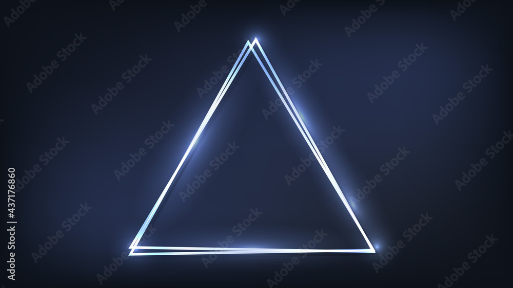 Poster neon double triangular frame with shining effects