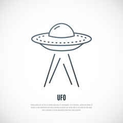 UFO icon in line style isolated on white background. Stock vector illustration.