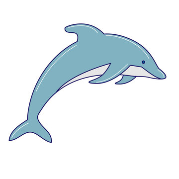 Hand drawn doodle jumping Dolphin icon isolated on white background. Vector illustration