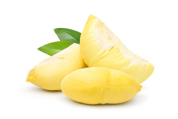 Durian pulps isolated on white background.