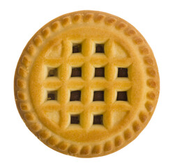 Round cookies isolated on white background.