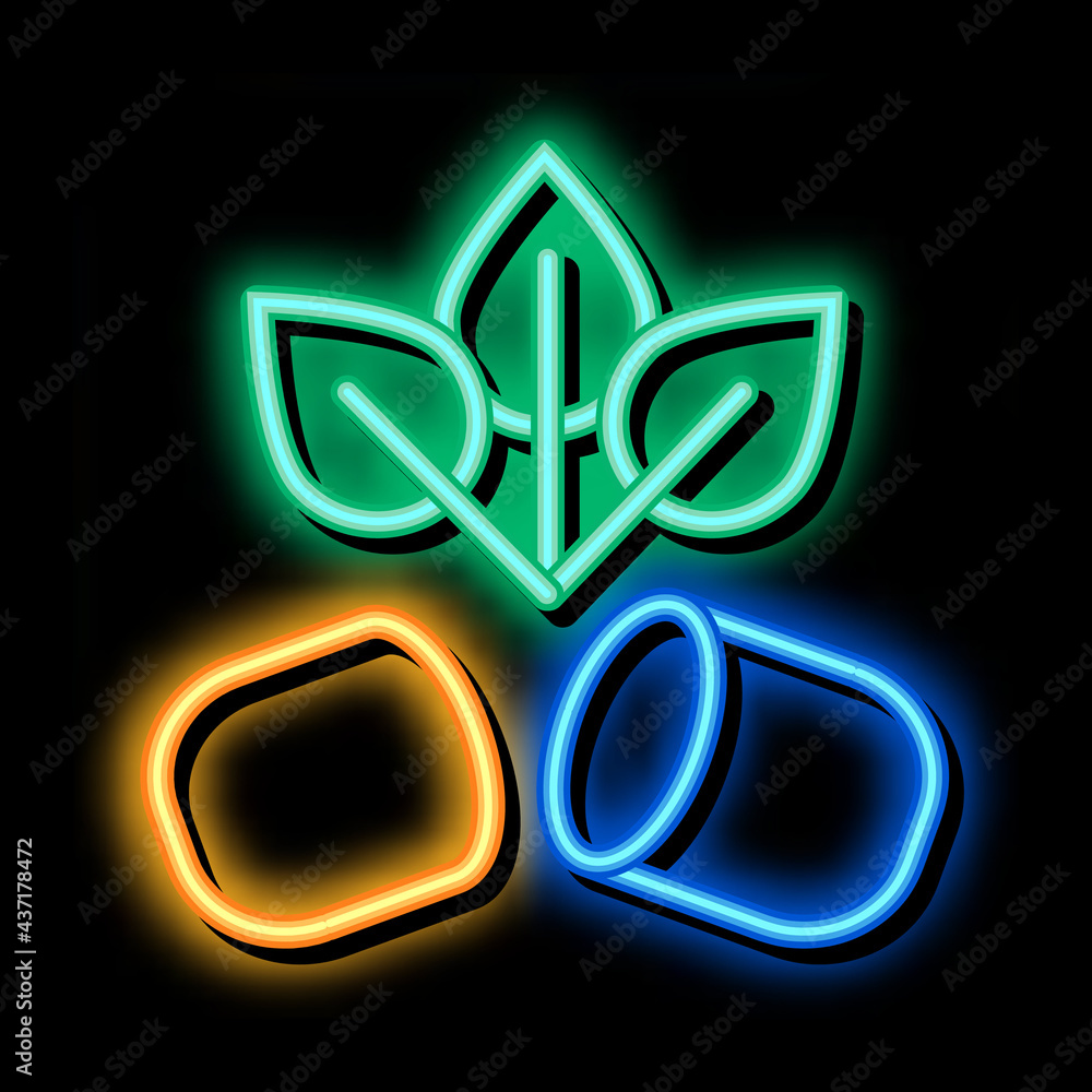 Sticker Biocapsule Supplements neon light sign vector. Glowing bright icon sign. transparent symbol illustration