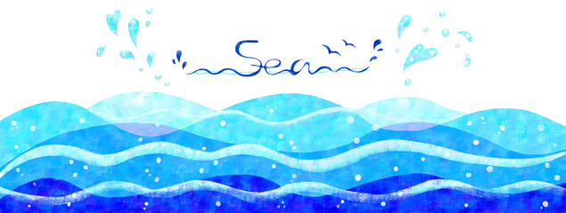 波打つ海のイラスト Illustration of  wavy sea