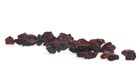 Raisins isolated on white background.