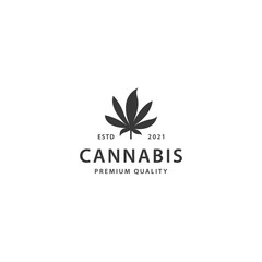 Cannabis hipster vintage logo design template vector icon illustration